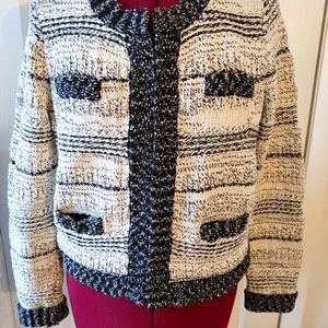 Sweater Crocheted Cotton L Heavy Formal INC Cream